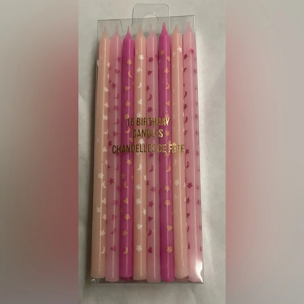 New 16 Pink Birthday Candles Stars Moon Hearts Meri Meri